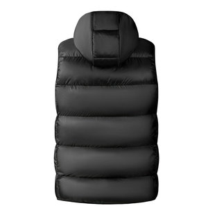 Chaleco Acolchado con Capucha para Hombre, Color Negro, Cierre de Cremallera, Relleno de Plumón, Cortavientos, Informal, para Invierno, Largo Regular, Color Sólido - Product Image 2