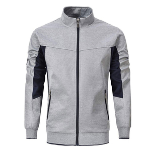 Chaqueta Deportiva Gris para Hombre con Cierre Completo, Bolsillos Laterales, Cuello Alto, Transpirable, de Poliéster, para Otoño - Product Image 5