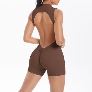 ชุดวิ่งออกกำลังกายสไตล์ใหม่แบบเปิดหลัง ชายเสื้อพับได้ ชุดโยคะแบบชิ้นเดียวสำหรับผู้หญิงเพื่อสุขภาพและการนวด - Product Image 4