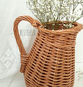 Jarra Floral de Paja Tejida Artesanal, Elegante Centro de Mesa de Lujo Sostenible para Bodas y Buffets - Product Image 1