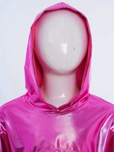 Costume de danse hip-hop jazz pour filles de 6 à 16 ans, haut à capuche métallique, vêtements de danse latine, fabricant de vêtements de danse en gros - Product Image 3