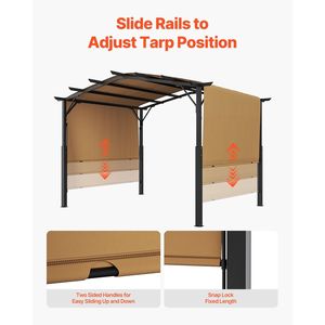 Pergola Retrattile da Esterno 12 x 10 piedi, Tettoia Parasole con Parte Superiore Arcuata, Riparo in Metallo per Patio, Grande Gazebo e Pergola - Product Image 6