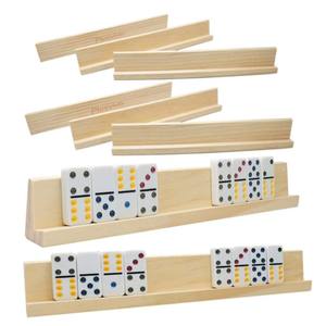 Paquete de 4 Soportes de Madera de Pino Premium para Dominó, Organizadores para Juegos Mexican Train y Chicken Foot, Soportes Profesionales para Dominó - Product Image 1