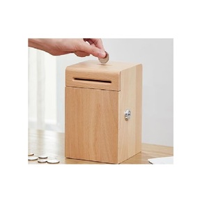 Hucha de madera ecológica al por mayor, hucha de acrílico transparente con letras del alfabeto, caja de monedas creativa para niños, hucha decorativa para el hogar - Product Image 3