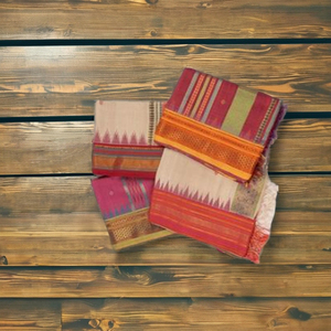 Sari de Algodón Tejido a Mano con Borde Amarillo |   Suave y Ligero Tradicional |   Sari indio para mujer, para uso diario y festivo |   Estudio n - Product Image 1