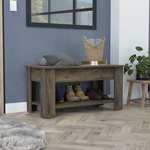 Tavolo Estensibile con Ripiano Inferiore e Scarpiera Poligon, Finitura Marrone Scuro - Product Image 3