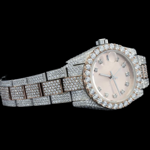 Reloj de pulsera de oro blanco con pavé de moissanita y diamantes para hombre, estilo Iced Out Bling, resistente al agua, de acero inoxidable, joyería de lujo HipHop - Product Image 4