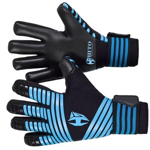 Premium Quality Custom Design Black and Blue Neoprene with Injected Sillicon Soccer Goalkeeper <b>Gloves</b> 4mm German Elastic Strap - Product Image 3
