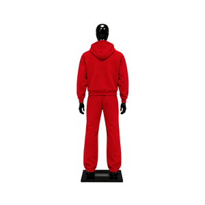 Conjunto Deportivo Personalizado de Forro Polar Rojo para Hombre, Sudadera con Cremallera Completa y Pantalones Jogger, Ropa Deportiva Informal de Invierno, Venta al Por Mayor, Fabricante OEM - Product Image 2