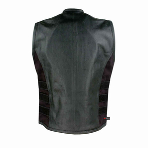 Gilet de motard sans manches en cuir véritable beige pour homme, design unique et respirant, idéal pour la saison hivernale - Product Image 2