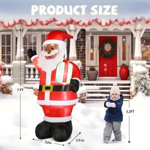 Babbo Natale Gonfiabile Illuminato in PVC da 2,1 m con Regalo, Decorazioni da Giardino Nere - Product Image 4