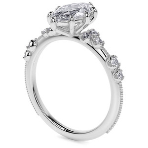 Bague solitaire en diamant de laboratoire taille brillant rond D-VS1, petite bague en diamant de laboratoire taille marquise et taille brillant rond pour fille - Product Image 2