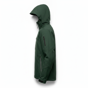 Veste softshell imperméable à capuche verte pour homme avec fermeture éclair, vêtements d'hiver décontractés - Product Image 2