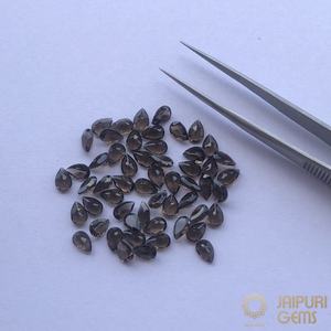 Pierres précieuses naturelles Jaipuri Gems, quartz fumé taille poire, pierres semi-précieuses en vrac 4 mm et 5 mm pour la fabrication de colliers - Product Image 1