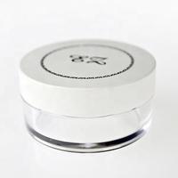 Pots à poudre libre cosmétique SAN PET de 3 ml à 80 ml en PMMA acrylique ABS avec couvercle noir et tamis PE, écologiques, recyclables, cylindres ISO
