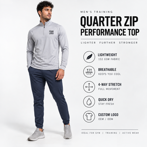 Haut de sport respirant pour homme à col montant zippé, 100 % coton, avec poche, idéal pour l'entraînement hivernal, personnalisable avec logo - Product Image 4