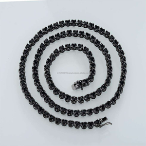 Collier élégant en moissanite noire en argent sterling 925 avec pierres rondes pour la vente en gros de bijoux - Product Image 1