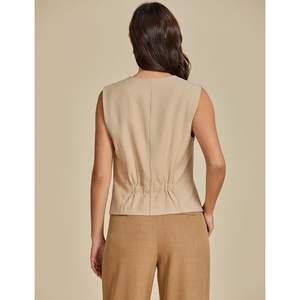 2025, chaqueta sin mangas con botones ligeros para mujer, chaleco informal elegante de lino a la moda con Top DE TRABAJO forrado para la temporada de primavera - Product Image 5