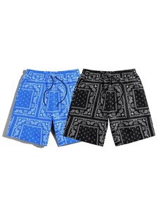 Men's <b>Paisley</b> Print Board Shorts Mid Waist Drawstring Casual Summer Swimwear Quick Dry Satin Fabric - Product Image 5