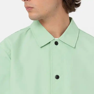 Mint Green Trendy Casual Coach <b>Jacket</b> Windbreaker Snap Button Front Lightweight Nylon Fabric Spring Wear Gear - Product Image 4