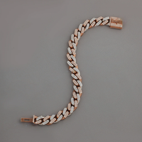 Pulsera de Cadena Cubana Unisex Plateada en Plata de Ley Stirling con Incrustaciones de Diamantes, Estilo Hiphop, Regalo, Joyería de Moda