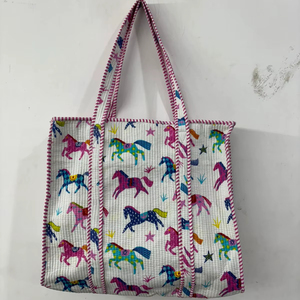 กระเป๋าโท้ทผ้าควิลท์ลายดอกไม้ กระเป๋าถือสะพายไหล่ผ้าฝ้ายทำมือ กระเป๋าสำหรับไปตลาด กระเป๋าเดินทาง กระเป๋าช้อปปิ้งสำหรับผู้หญิง - Product Image 1