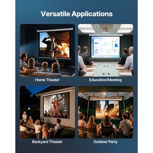 Écran de projection électrique motorisé 72 pouces 4:3 1080 HD, montage mural, pour projecteur Remo haute définition - Product Image 6