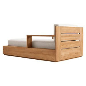 Chaise longue moderne de haute qualité en teck avec accoudoirs, lit de piscine extérieur, mobilier de parc, de resort, d'hôtel, de villa, style minimaliste - Product Image 3