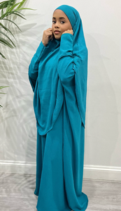 Modest <b>Khimar</b> Abaya Long Sleeve Floor Length Loose Fit Neck Solid Color Embroidered Floral Women Middle East Style Daily Wear - Product Image 6