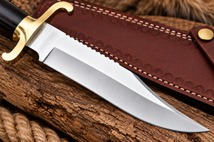 Cuchillo Bowie de Acero Inoxidable con Hoja Dentada, Mango de Latón con Diseño de Águila y Guarda de Latón, Duradero para Exteriores - Product Image 3