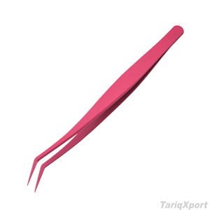 Applicateur de faux cils DIY, pince à épiler incurvée en acier inoxydable à pointe fine pour cils en grappe ou en bande - Product Image 3