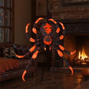 Decorazione di Halloween a Forma di Ragno da 52 Pollici Resistente alle Intemperie con 80 Luci LED, Supporto Robusto in Metallo e Tessuto, Grande Ornamento da Esterno - Product Image 2