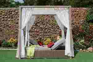 Chaise longue double d'extérieur de style resort avec coussins confortables - Product Image 2