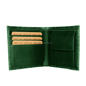 Portefeuille à deux volets pour hommes de qualité supérieure porte-monnaie en cuir de crocodile exotique fermeture ouverte courte utilisation quotidienne doublure en polyester portefeuilles en gros - Product Image 3