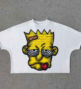 Camiseta Oversize Boxy de Algodón 100% Puro con Estampado Completo y Hombros Caídos para Hombre, Estilo Streetwear Personalizado con Cuello Redondo y Estampado Serigrafiado, Camiseta Pesada - Product Image 4