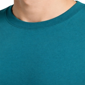 Camiseta de Hombre Lisa en Verde Azulado, Manga Corta, Algodón, Corte Ajustado Informal, Cuello Redondo, Color Sólido, Alta Calidad, Exportación, Ajuste Cómodo - Product Image 2