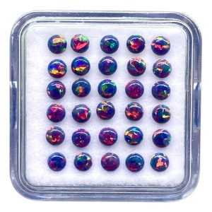Opale australienne noire 3 mm, cabochon rond, pierres précieuses créées en laboratoire, opale en vrac, lot de pierres précieuses en gros pour la fabrication de bijoux - Product Image 2