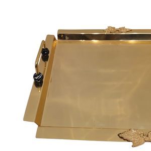 Plateau de service rectangulaire classique en laiton poli avec poignées, durable et écologique, idéal pour les fêtes et les mariages - Product Image 6