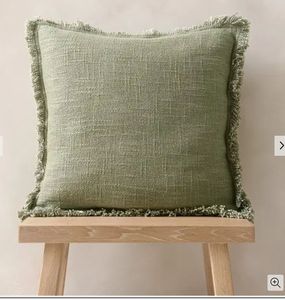 Luxury Textured Cotton Slub Cushion <b>Cover</b> with Fringes <b>for</b> Home Decor Nordic Handmade Cotton Slub Throw Pillow <b>Cover</b> Woven - Product Image 3