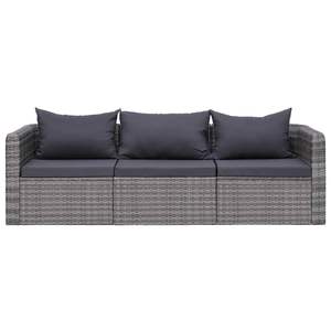 Conjunto de 3 Piezas de Sofá de Jardín de Ratán Sintético Gris, Muebles Cómodos para Exteriores - Product Image 3