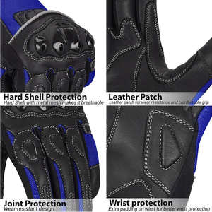 Gants de moto Alpha Racing en cuir robuste, compatibles écran tactile, doigts entiers, unisexe, protection des articulations, respirants - Product Image 4