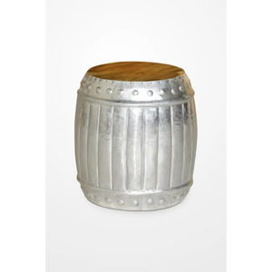 Tabouret de jardin moderne galvanisé argenté pour intérieur et extérieur avec poignées, table d'appoint décorative en métal pour la maison, bon prix - Product Image 3