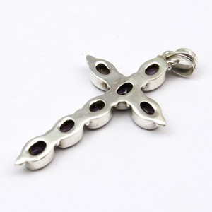 Exclusive <b>Cross</b> Shape !! Amethyst Gemstone 925 Sterling Silver Pendants 925 Fresh Silver Jewelry Oxidized Silver Jewelry - Product Image 3