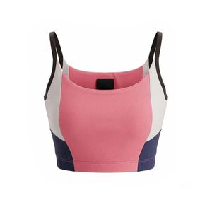 <b>Pink</b> and Navy Blue Women's Scoop Neck Sports Bra Sleeveless Color Block <b>Crop</b> <b>Top</b> Fitted Activewear Gym Workout Fitness Yoga - Product Image 1