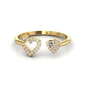 เพชรเพาะเลี้ยงทรงหัวใจเจียระไนทรงกลมแบบคลัสเตอร์ ช่องว่างเปิด ทองคำแท้ 14K ความใส VVS1 คอลเลคชั่นเครื่องประดับมินิมอล - Product Image 1
