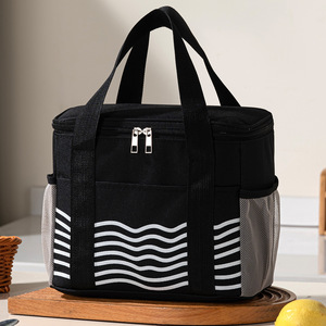 Sac à déjeuner thermique isolé, sac isotherme portable avec imprimé vagues, pour le bureau, le travail, l'école, le pique-nique - Product Image 2