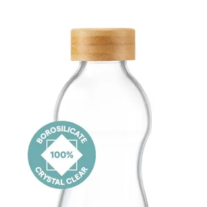 Bouteille d'eau en verre borosilicate de haute qualité avec couvercle en bambou, écologique, réutilisable, pour jus et thé - Product Image 4