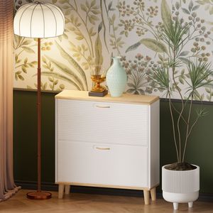 Freestanding Entryway Shoe <b>Storage</b> Cabinet with <b>2</b> Flip <b>Drawers</b> Narrow Shoe Rack Organizer - Product Image 5