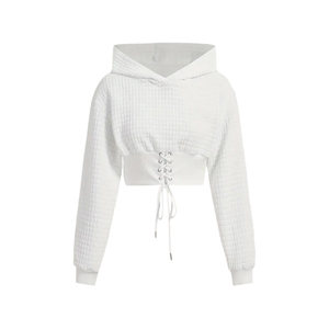 Hot Selling Factory Low Price Custom Logo Women Crop Top Hoodie / Latest Design Gym Fitness Plain Women Hoodie - Product Image 1