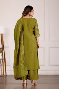 Kurti Anarkali de viscosa y seda de mango - Product Image 3